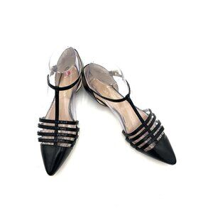 Ivanka Trump Shoes Women's Size 6.5M Leather T-Strap Black Flats Classic